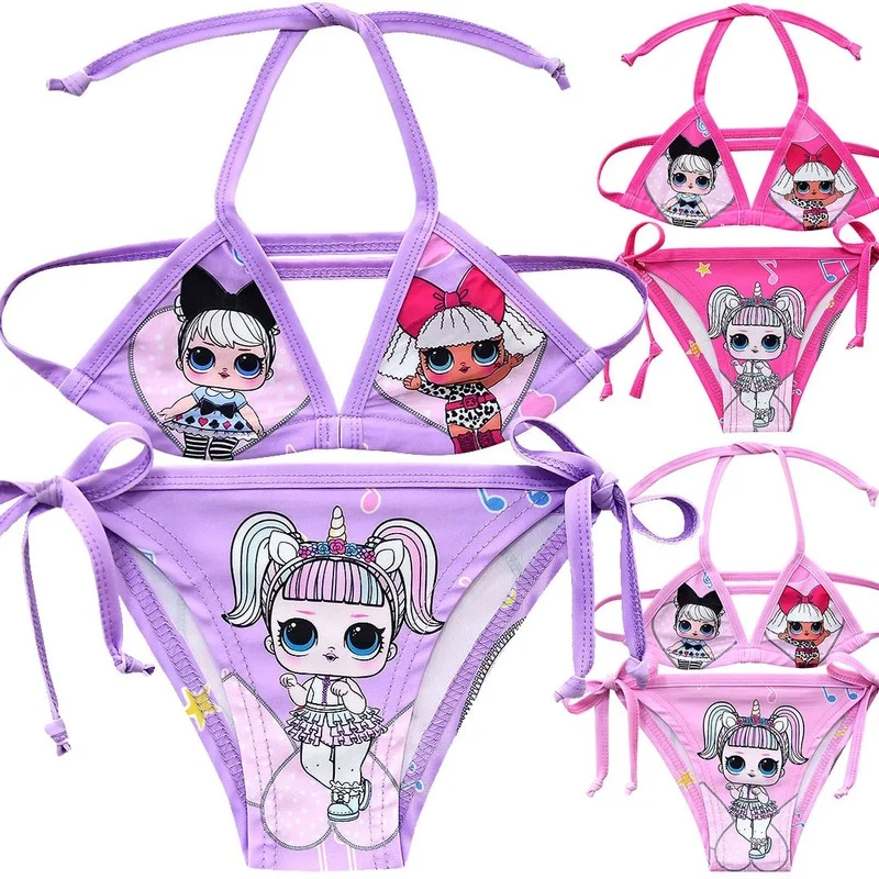 

LOL Dolls Bikini Little Girl Summer Dress UP Swimsuit Outdoor Beach Swimwear Unicorn Figure Set