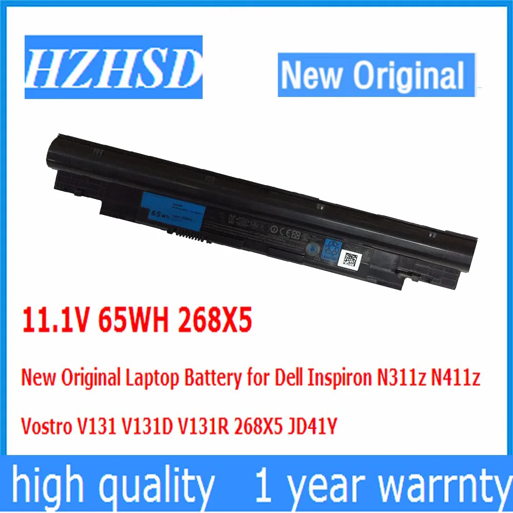 Новый оригинальный аккумулятор для ноутбука Dell Inspiron N311z N411z Vostro V131 V131D V131R 268X5 JD41Y, 11,1 В, 65 Вт/ч, 268X5