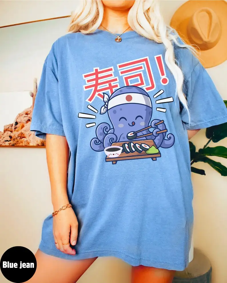 Рубашка для суши осьминог Японская уличная одежда кавайная рубашка японская