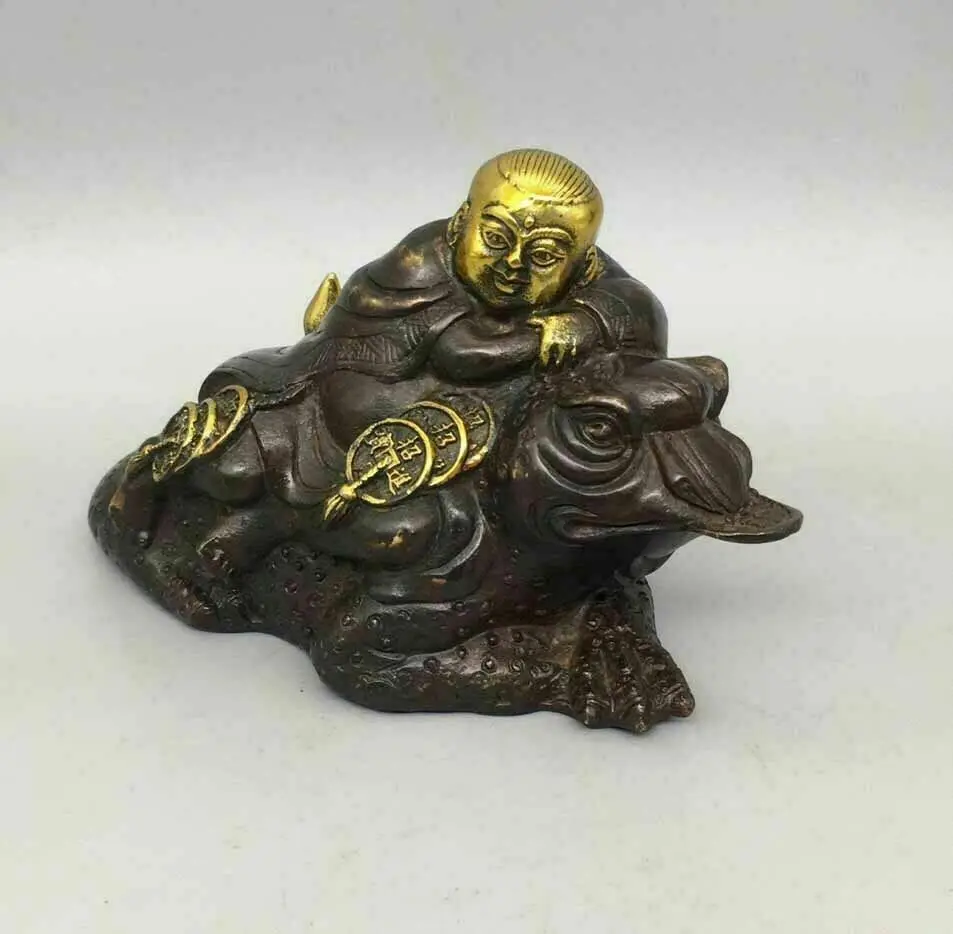 

China Tibet Buddhism Bronze Gilt Bangs Toad Statue