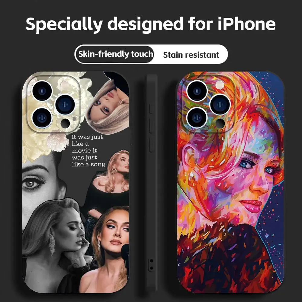 Фото Модный чехол для телефона с изображением певицы Адель для iPhone 18 17 16 15 14 13 12 11 Plus Mini Pro Max, мягкий черный ударопрочный чехол. №1
