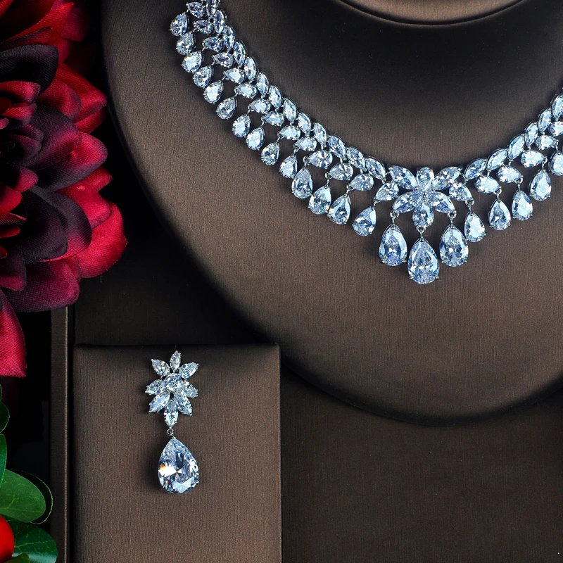 Fashion Beautiful Luxury Full Jewelry Sets For Women Bride Necklace Set Wedding Dubai Dress Accessories Wholesale Price N-402