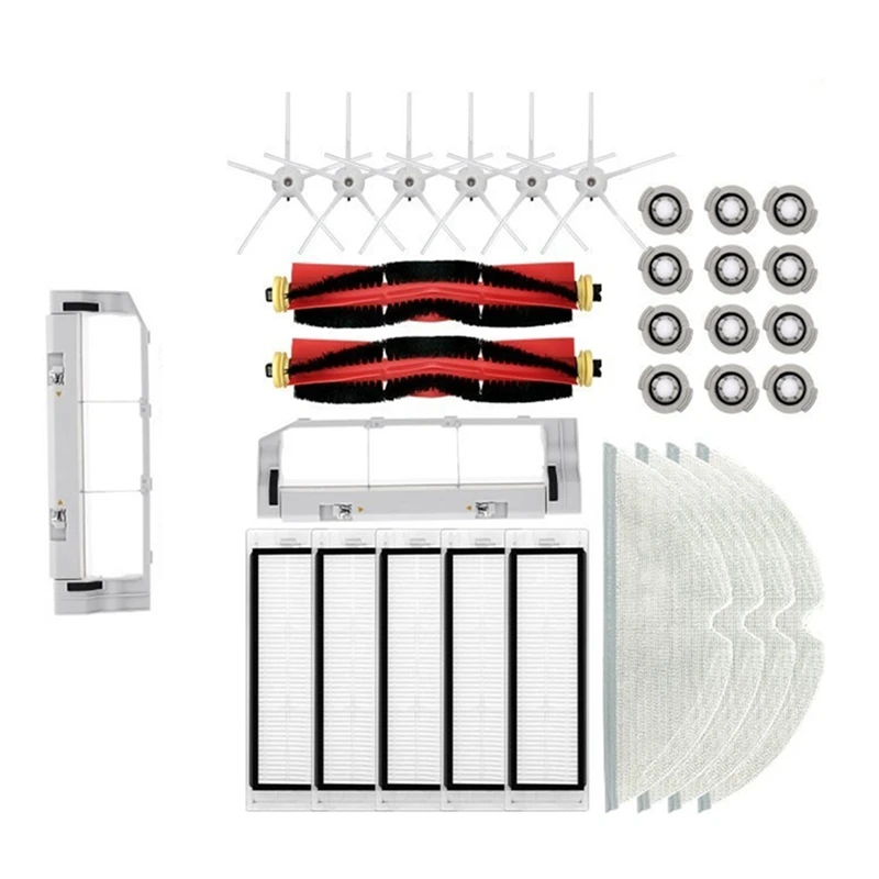 

For Roborock S50 T7pro T6 P5 S5 Vacuum Cleaner Hepa Filter Mop Cloth Part 2 X Roller 6X Universal Wheel Main Side Brush