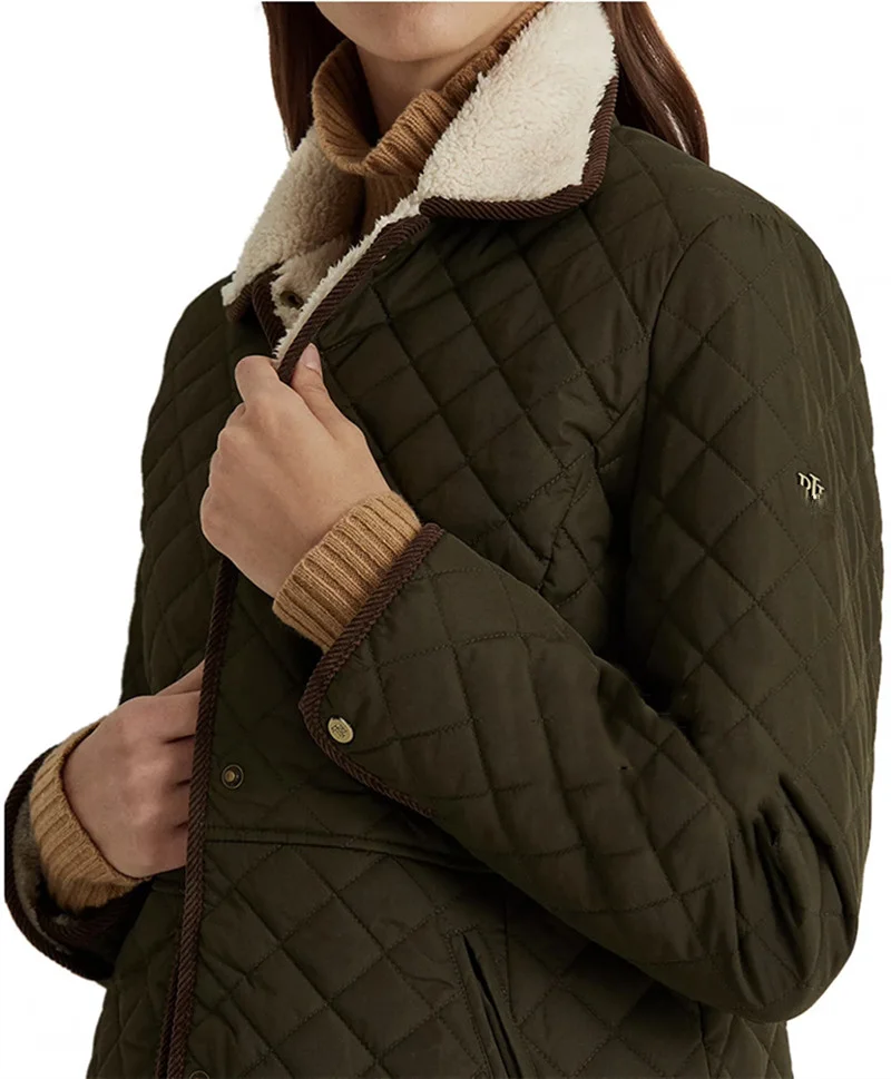 2022 New Autumn Winter RL Jacket Warm Lapel Women Cotton-Padded Tops fleece Cotton Coat Female Outerwear Clothing