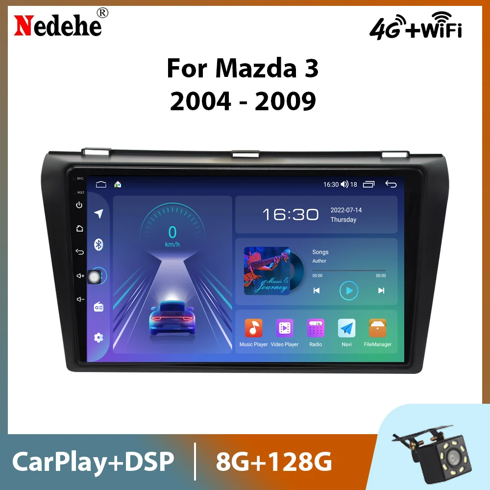 Автомагнитола 9 дюймов Android 11 для Mazda 3 2004-2009 мультимедийный видеоплеер