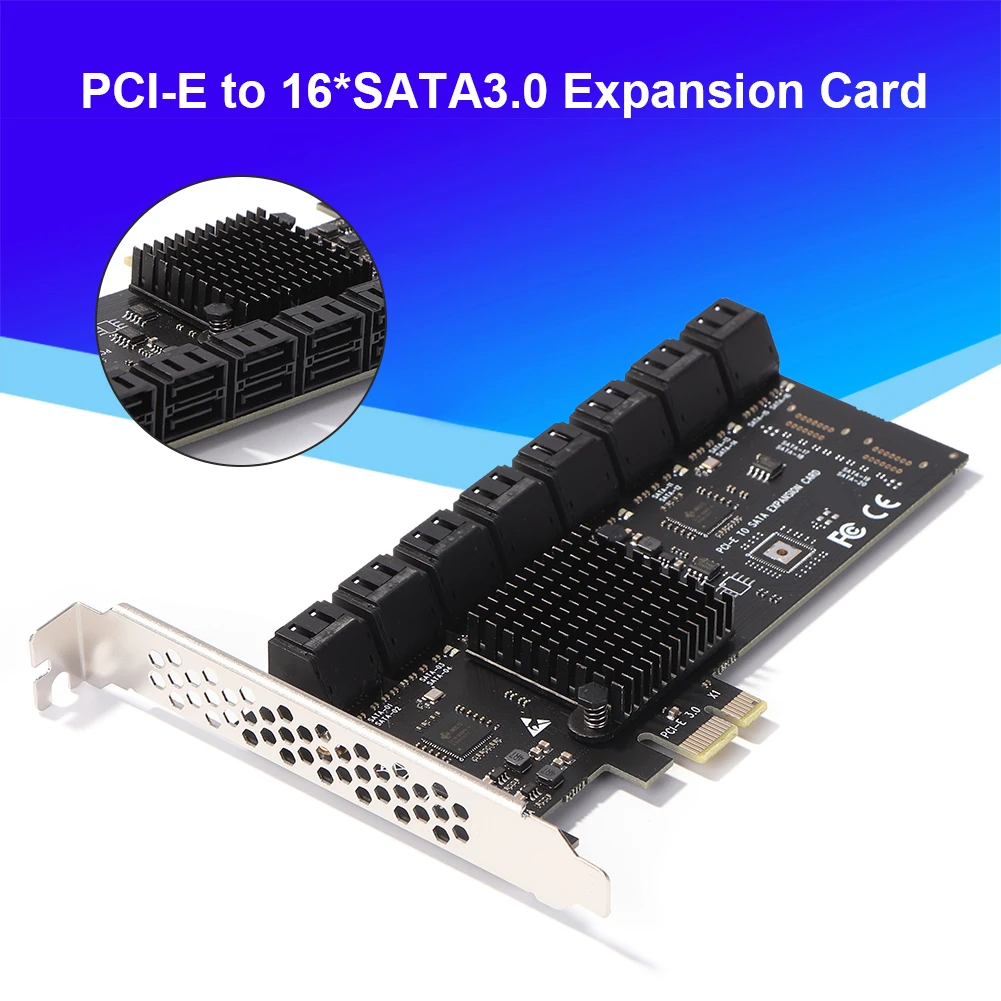 

Адаптер PCIE SATA, контроллер с 16 портами PCI Express X1 на SATA 3,0, плата расширения 6 Гбит/с, дополнительные карты для майнинга ЧИА
