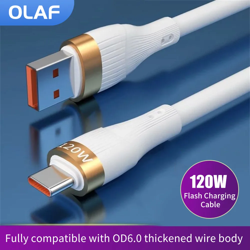 

Кабель Olaf 6A USB C к Type C 120 Вт, быстрое зарядное устройство, зарядный шнур для мобильного телефона, провод для Xiaomi Samsung Huawei Macbook iPad