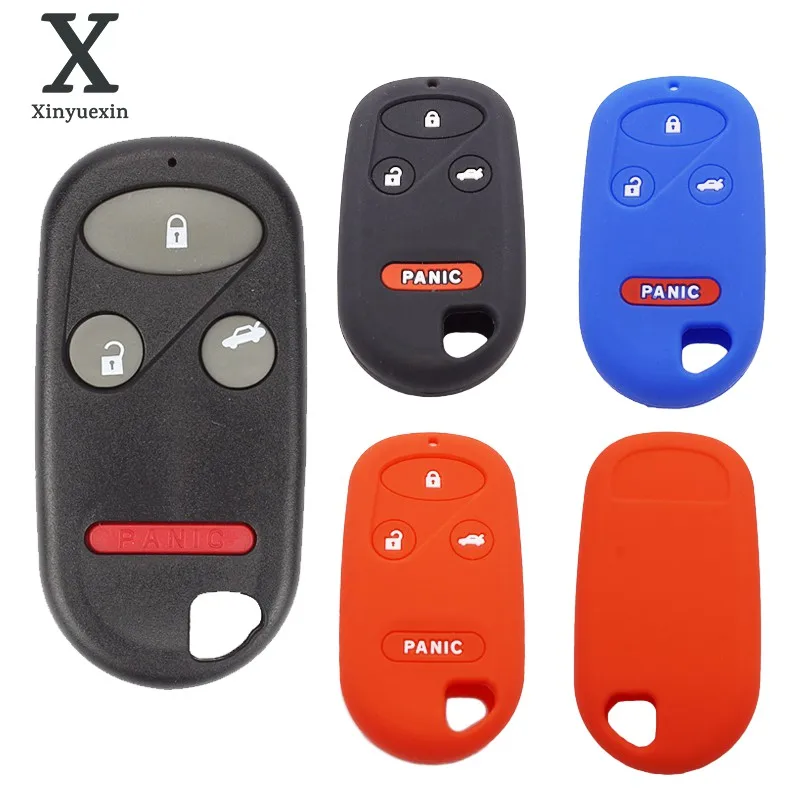 

Xinyuexin 3 Buttons Silicone Car Key Case Cover for Honda Accord Civic CRV Odyssey CX DX HX 1996-1998 2001 2002 Keyless Holder