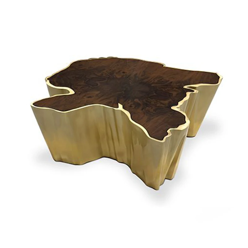 

Light Luxury Tree Root Tea Table Stainless Steel Creative Designer Soft Decoration Unique Modeling Tree Tumor Veneer Table