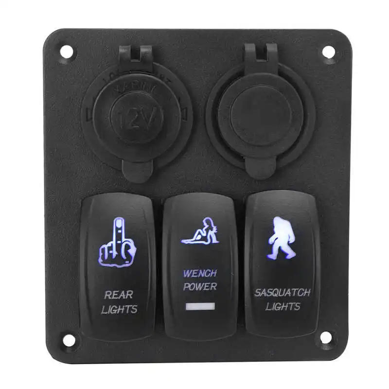 

Boat Rocker Switch Panel Black ON Off Switch Panel 3 Gang for Truck for Trailer
