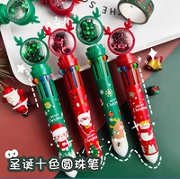 1pcs cute christmas sequins press ballpoint pen 10 colors ink 0 5mm bullet tip office stationery school supplies child writting
