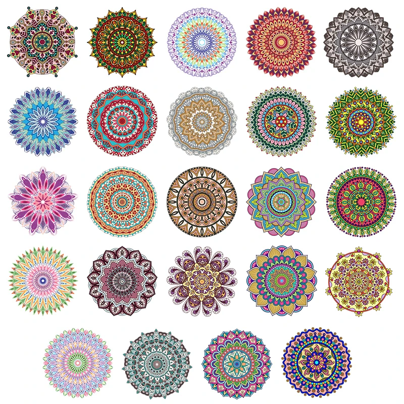 

Mandala Flowers Heat Transfer Iron On Patches Stripes Thermo Stickers On Clothes Indian Yoga Stickers Decorate