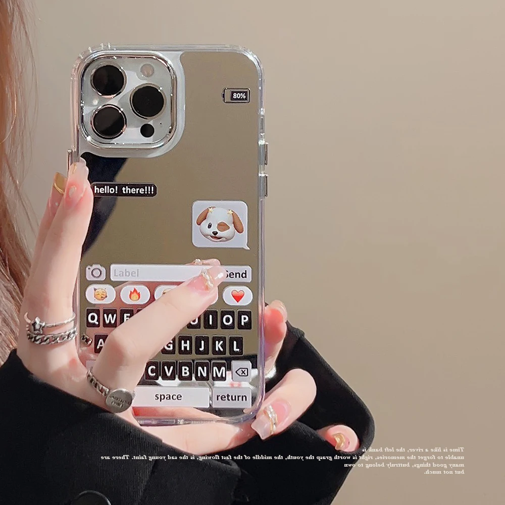 

INS Letters Keyboard Pattern Mirror TPU Case For iPhone 14 Pro 13 12 Pro Max 11 Shockproof Fundas Cover Phone Cases