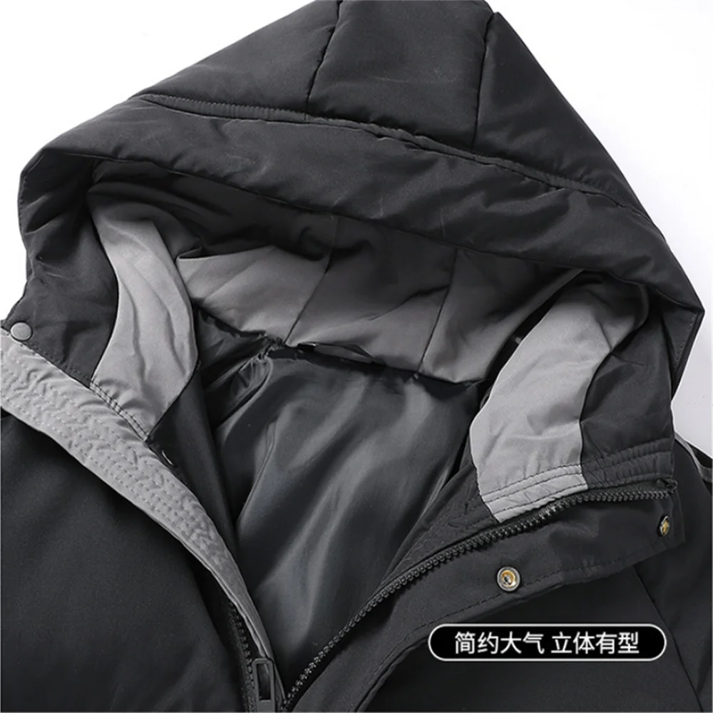 2022 Winter New Men's Stitching Down Jacket Fashion Loose Casual Plus Size Thickened Men's Warm Hooded Thick Coat