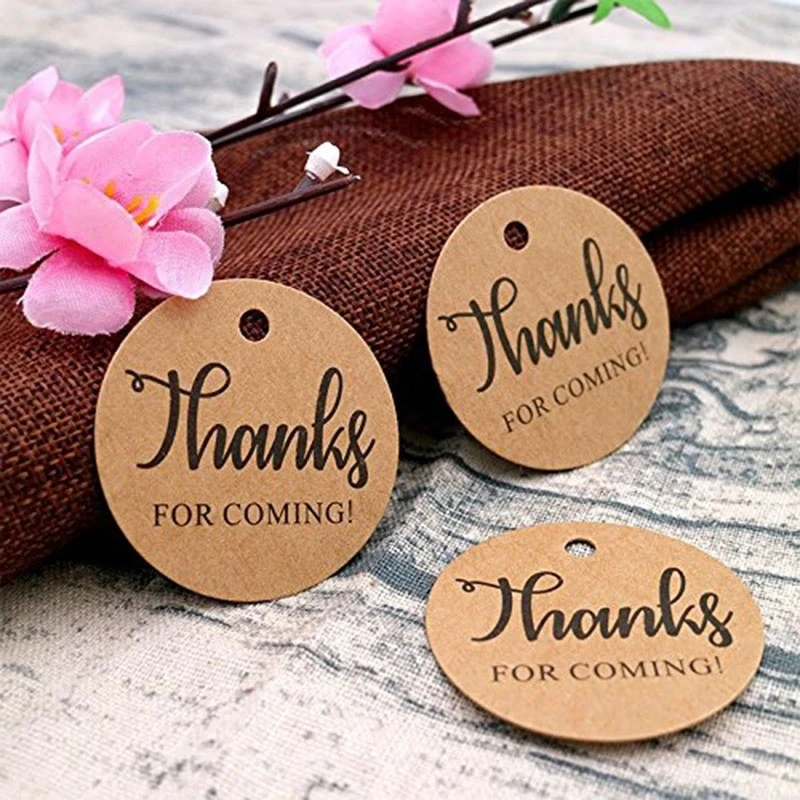 100-300Pcs Natural Kraft Paper &quotthank You Coming&quot Label with Twine Gift Tags for Wedding Party DIY Crafts Stationery - купить по