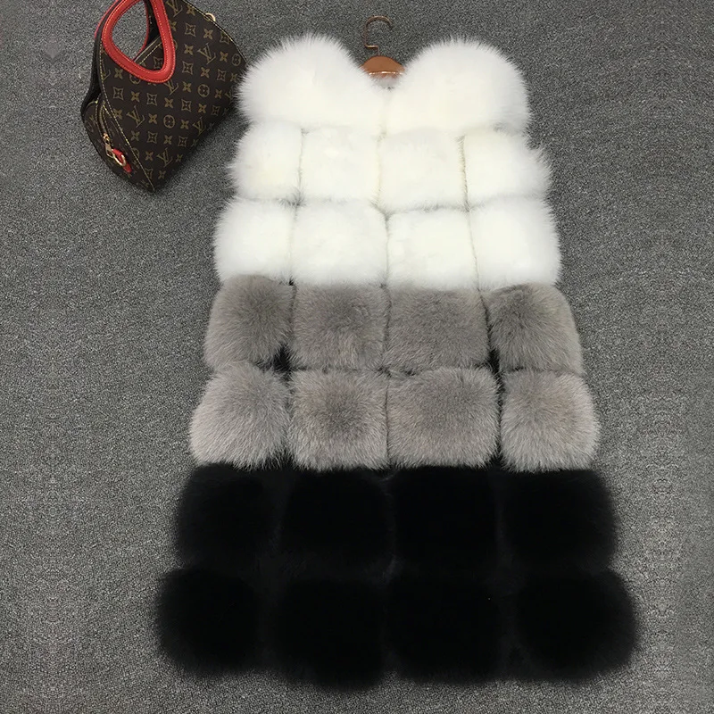 Women's Fur Vest Coat Splicing Thick Warm Long Fur Vests Woman Festival Party Outerwear Jacket Faux Fur Vest Winter New Fashion
