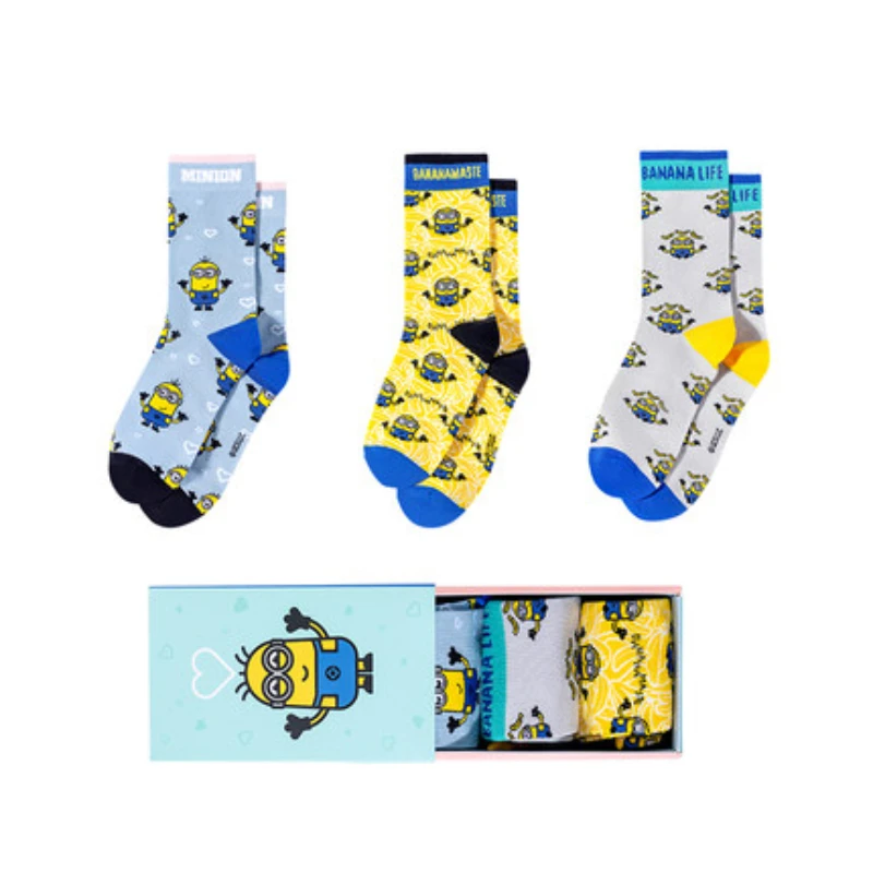 

3 Fashion Socks Women Funny Minions Men Sock Cartoon Anime Cute Harajuku High Quality Happy Leisure Sports Couple Tide Stockings