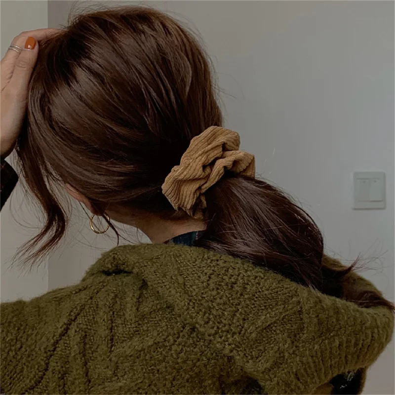 

Corduroy Large Sausage Hair Ring Spring Fashion Simple Soft Hair Rope Women Sweet Ponytail Braid Headdress