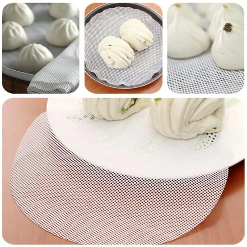 

Non-Stick Steamer Mat Durable Silicone Steamer Net Reusable Steamer Paper Liner For Dumpling Baking Pastry Round Dim Sum Mesh