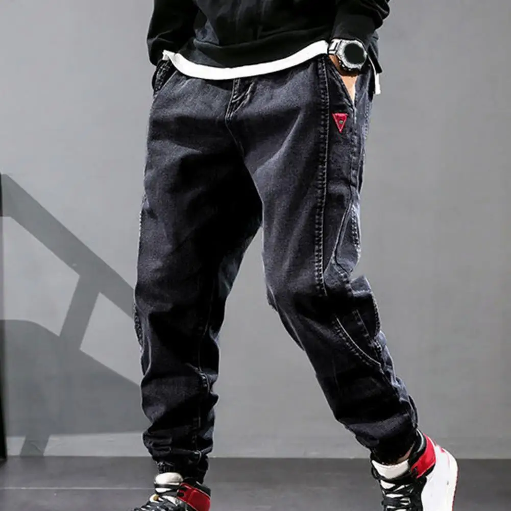 

Men Jeans Straight Casual Pants Jeans Pants Men Outdoor Pants Joggers Sweatpants Ripped Elastic Waist Trousers Student Trousers