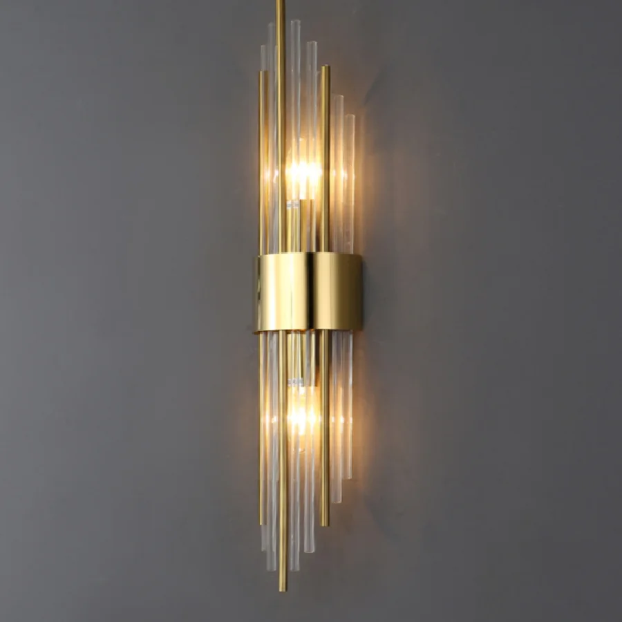 

Postmodern Light Luxury Crystal Wall Lights Copper Lighting Fixture Bedroom Bedside Lamp Living Room Background Wall Aisle Lamp