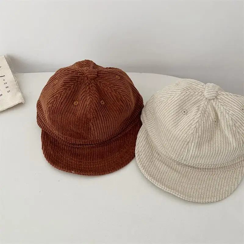 Детская бейсбольная кепка Осенняя однотонная Регулируемая Вельветовая шапка с
