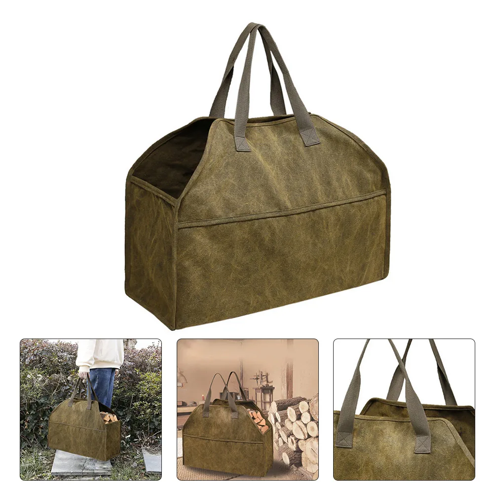 

Log Storage Holder Carrier Canvas Firewood Tote Bag Portable Logging Firewood Organizer Storage Bag Outdoor Portable Organizer