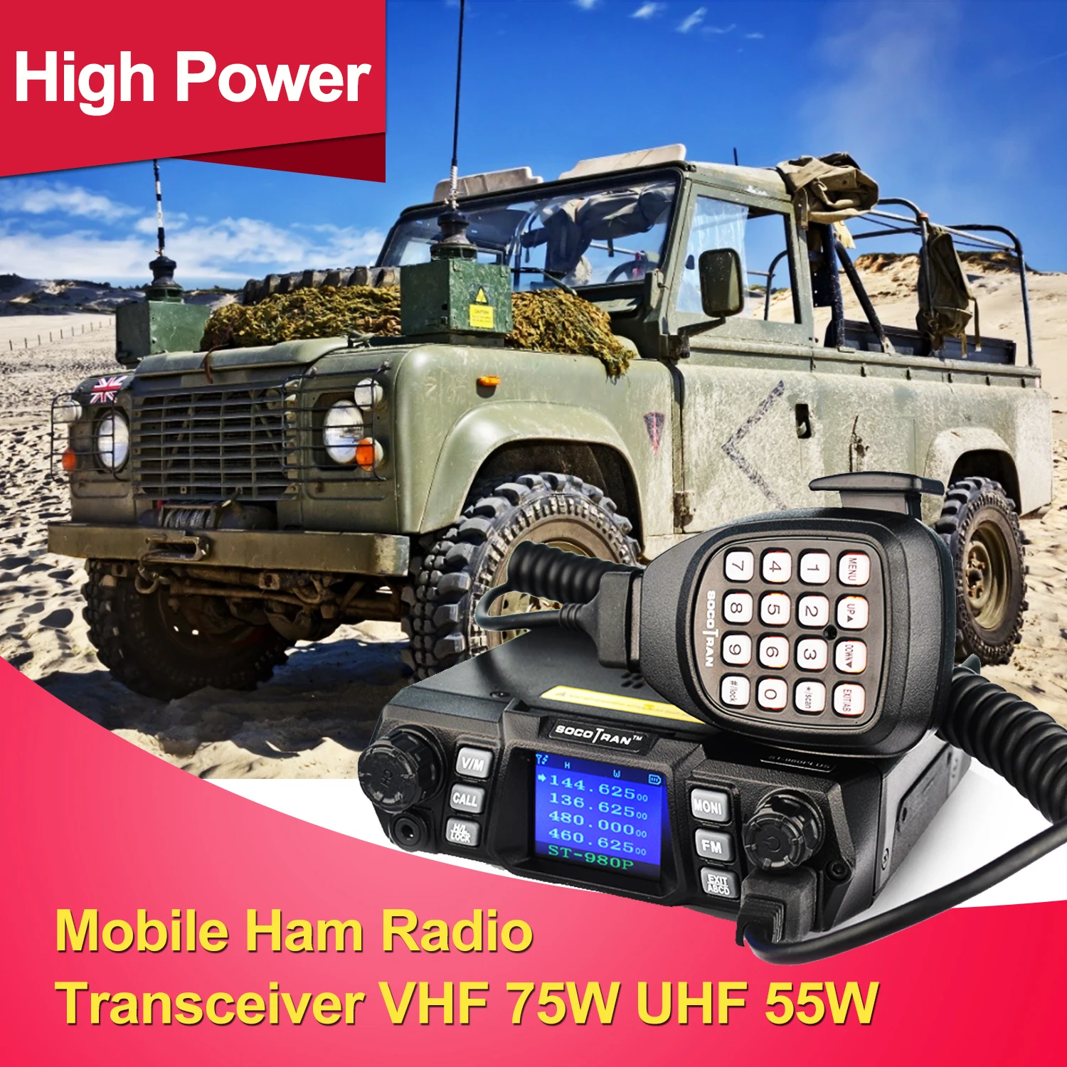 ST-980PLUS Dual Band 136-174MHz&400-480MHz  200CH VHF 75W/55W UHF Quad-standby high power Mobile radio Transceiver