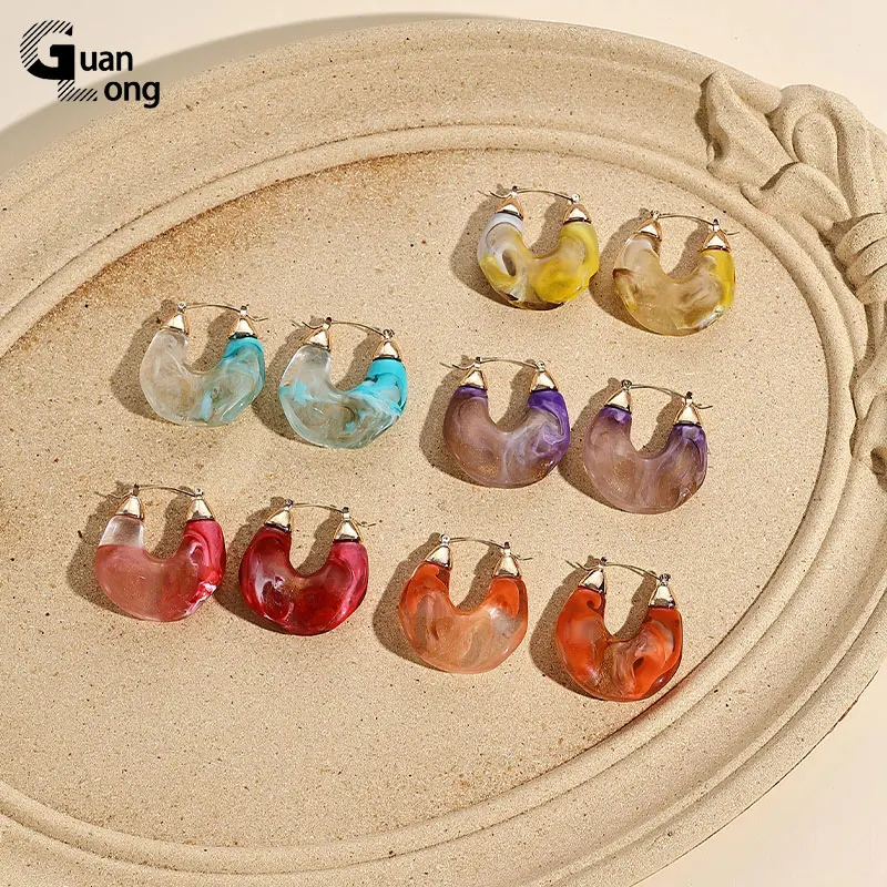 Большие круглые геометрические серьги GuanLong в стиле бохо для женщин красочные