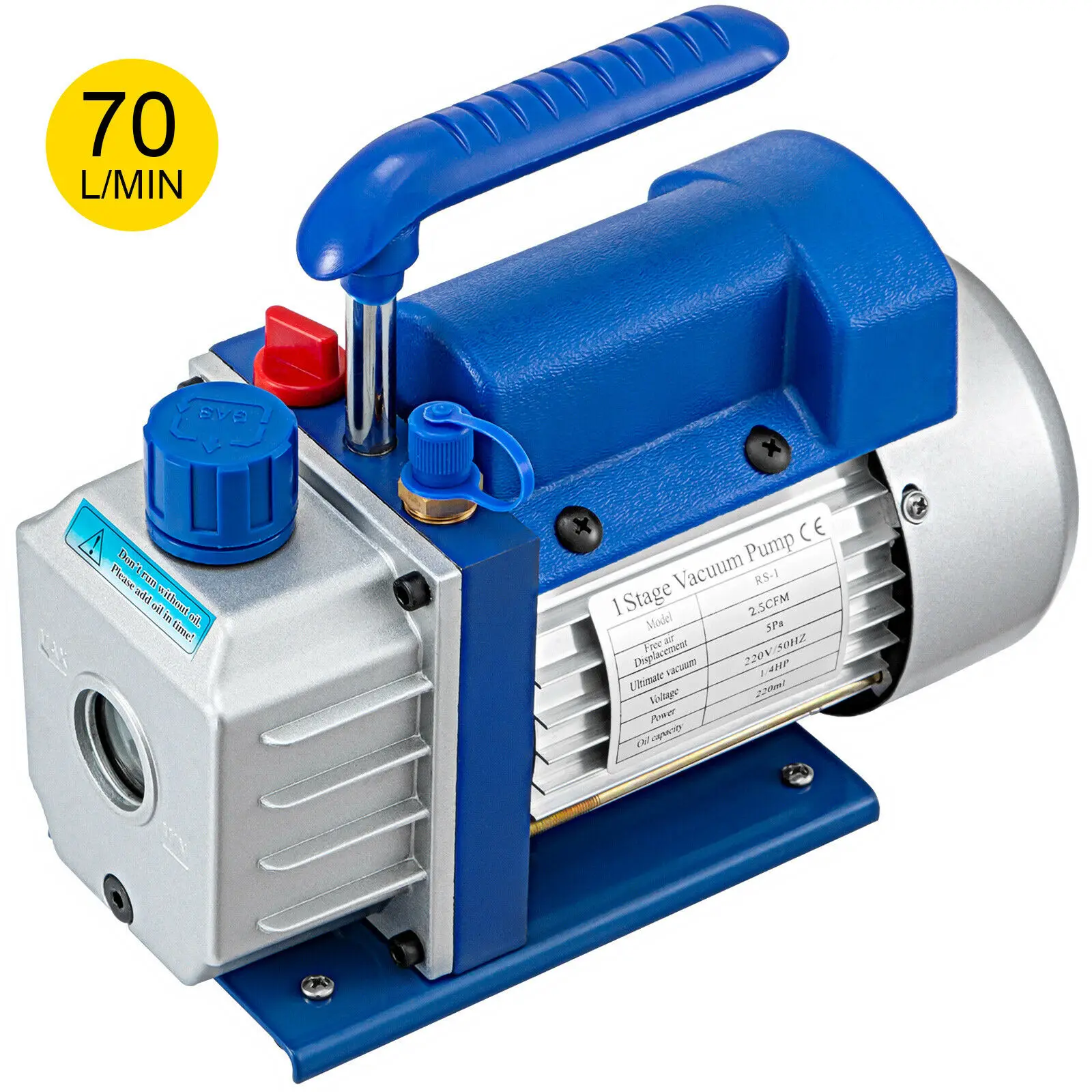 

2.5CFM 1 Stage Refrigerant Vacuum Pump Rotary Vane 5Pa 1/4HP Vacuum Packing