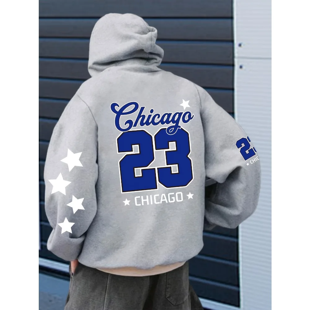 Толстовка мужская с капюшоном и принтом на весну осень