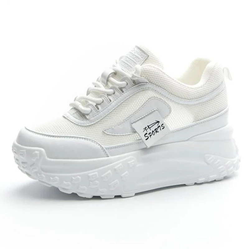 2023 Air Mesh 7cm Genuine Leather Women Casual Shoes Platform Breathable Soft Soles Sneakers Chunky Women Summer Female Shoes