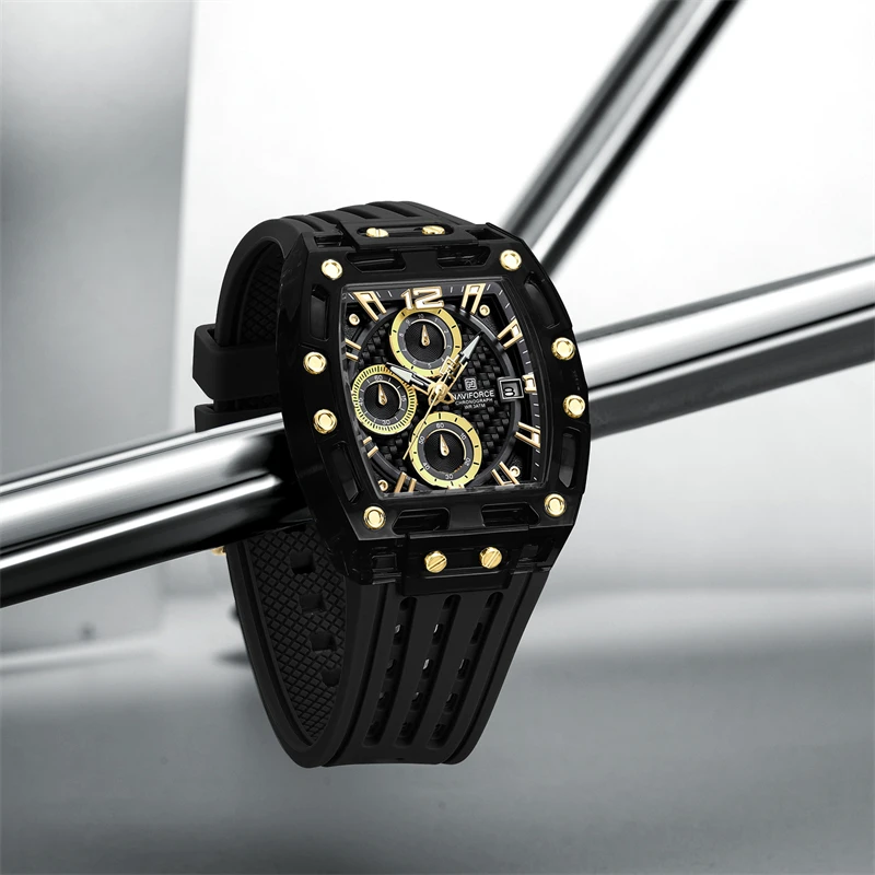 Фото Мужские спортивные часы Naviforce 7105 Fashion Chronograph Multifunction, водонепроницаемые 5ATM, с силиконовым ремешком. №5