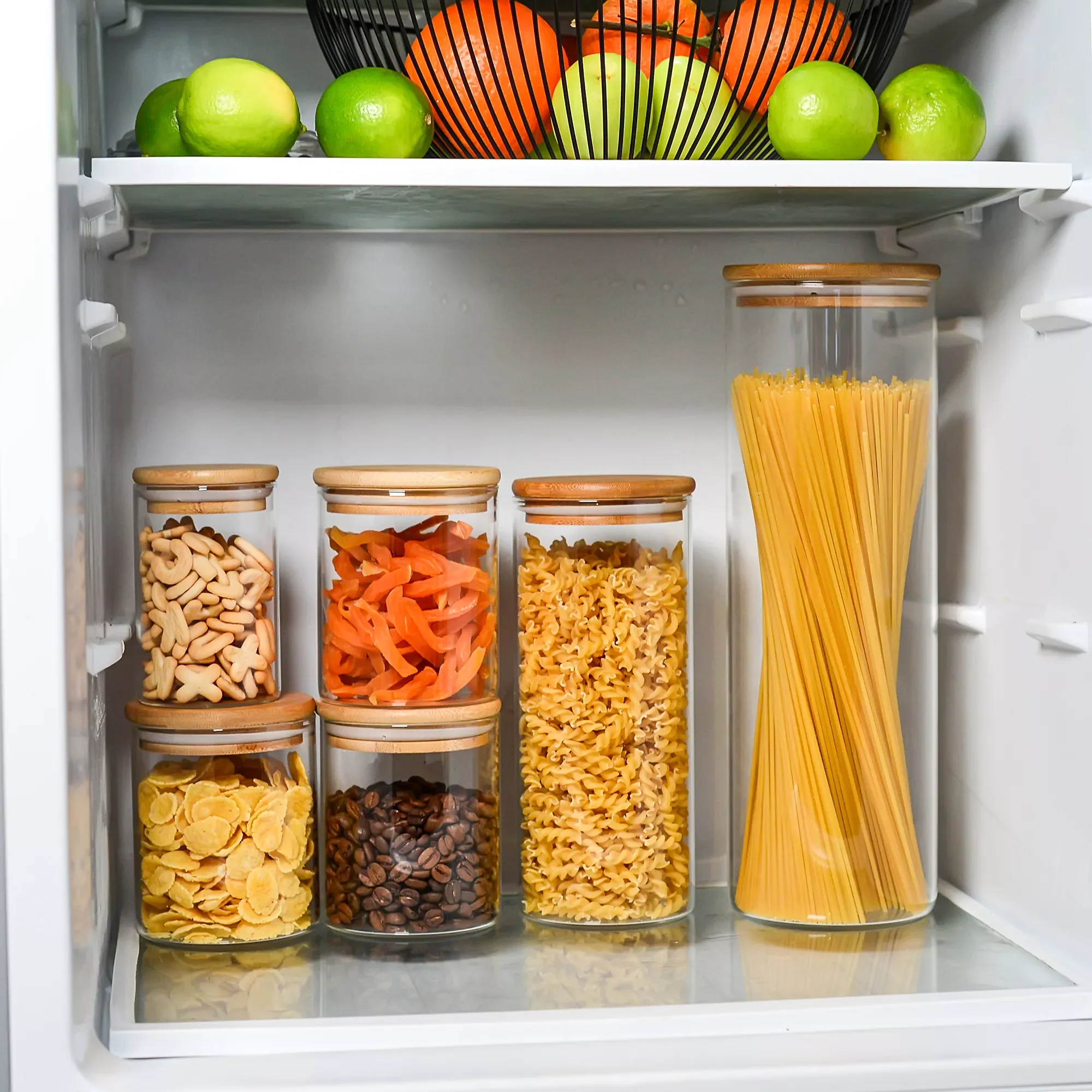 

Стеклянные банки с силиконовым кольцом, семейный набор из 6 стеклянных контейнеров для хранения продуктов, банки идеально подходят для спаг...