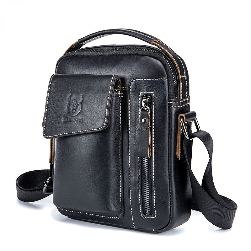 

Fashion Desigh Men's Crossbody Bag Casual Soft Genuine Cowhide Leather Small Vertical Mobile Chest Bag