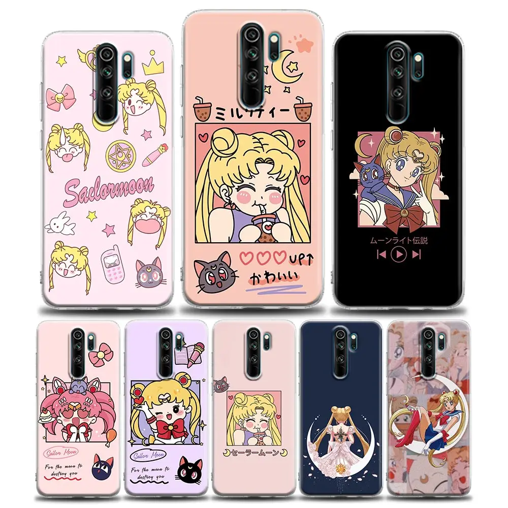 

Clear Case For Xiaomi Redmi Note 11 10 9 8 Pro 7 8A 10S 11S Soft Cover Anime Sailor Moon Glitter Girl For Redmi 8Pro K40 Coque