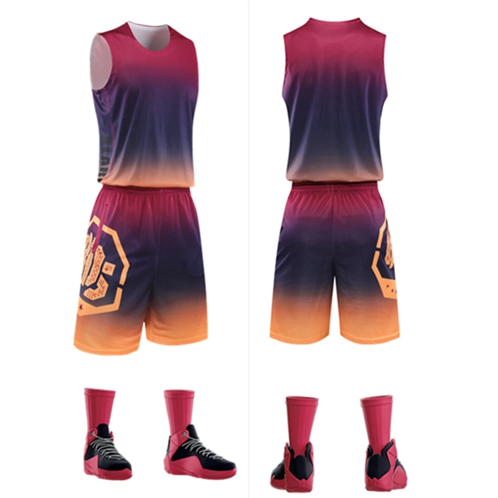 Men Youth Sports Basketball Set Summer New Quick Drying Breathable Short Sleeve T-Shirt University Basketball Team Jersey 2023