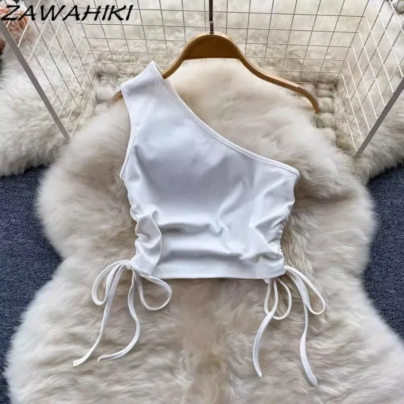 Комплект из двух предметов Y2k летний женский ассиметричный жилет с открытыми