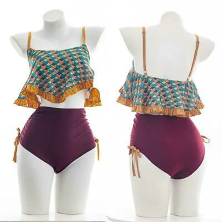 

New Anime Demon Slayer Tomioka Giyuu Cosplay Costumes Swimsuit Women Girl Bikini Split Suspenders Panties Underwear