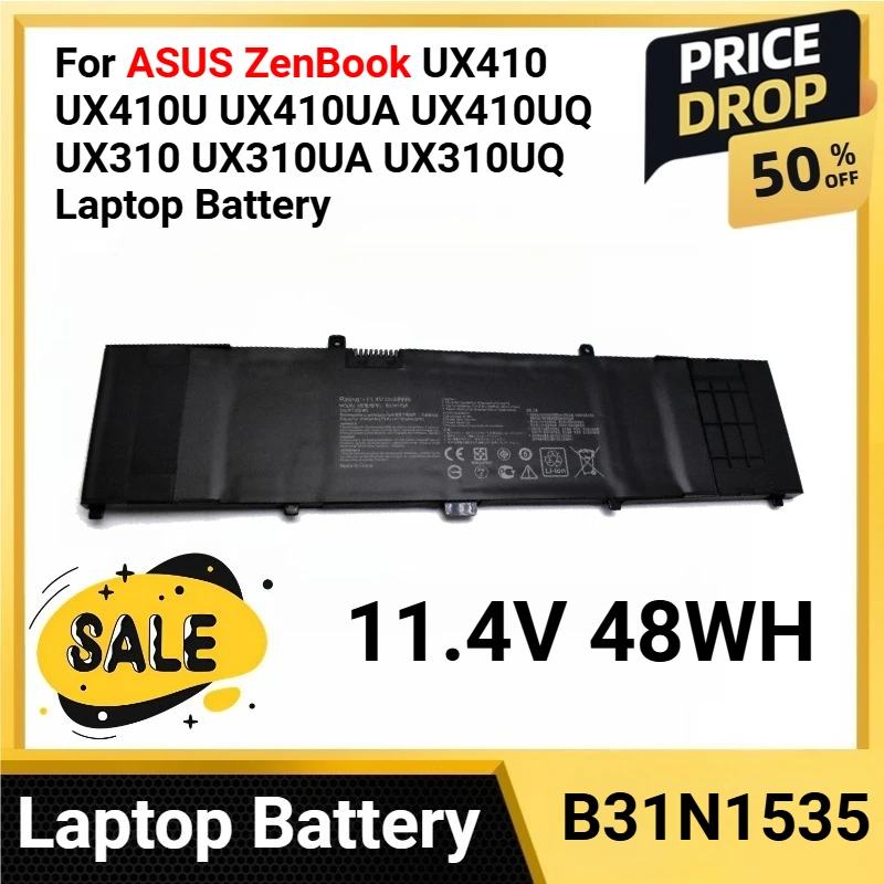 Фото B31N1535 11,4 В 48 Втч для ASUS ZenBook UX410 UX410U UX410UA UX410UQ UX310 UX310UA UX310UQ Аккумулятор для ноутбука №1