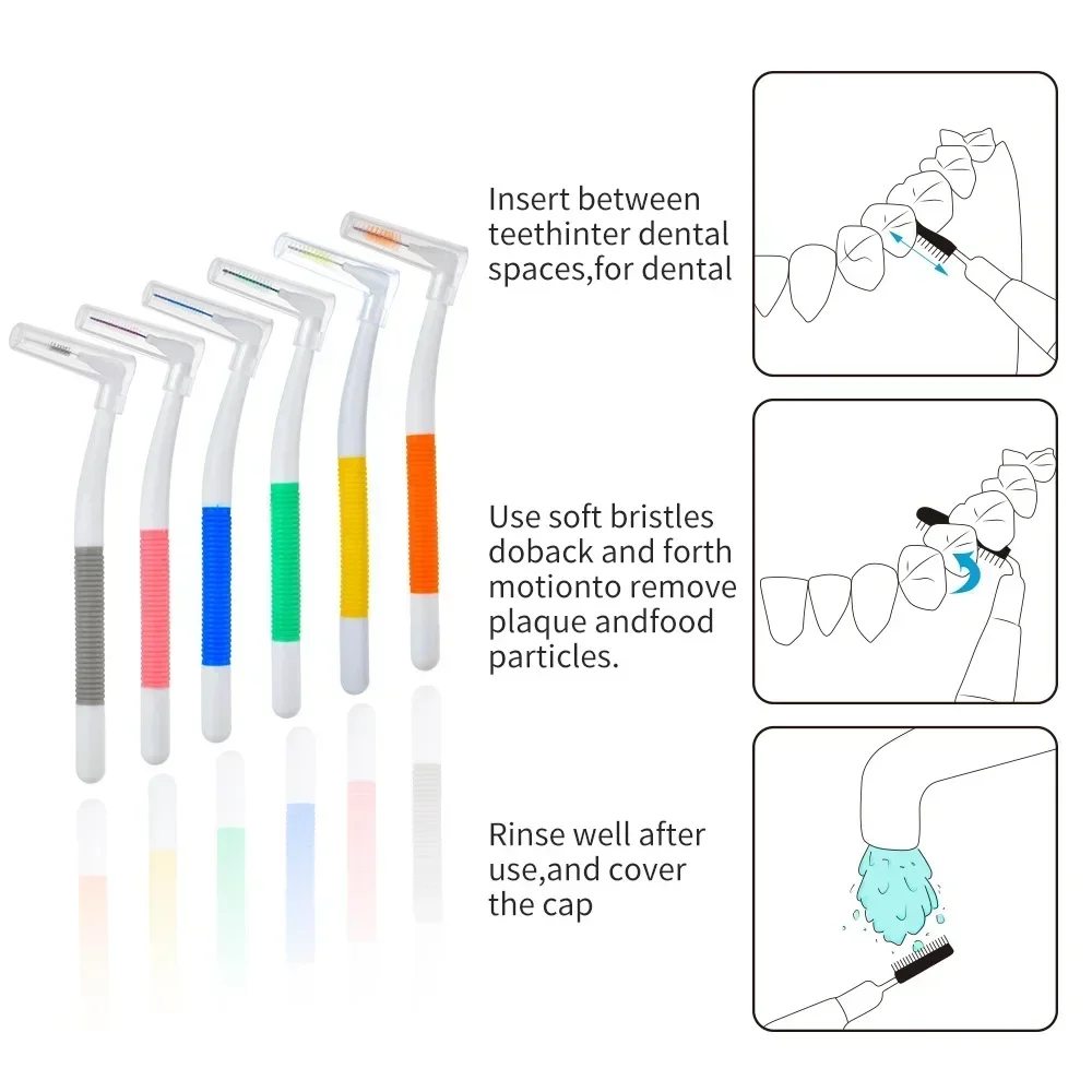16 шт. межзубная щетка 0 4-1 5 мм L-образная пластиковая портативная Нескользящая
