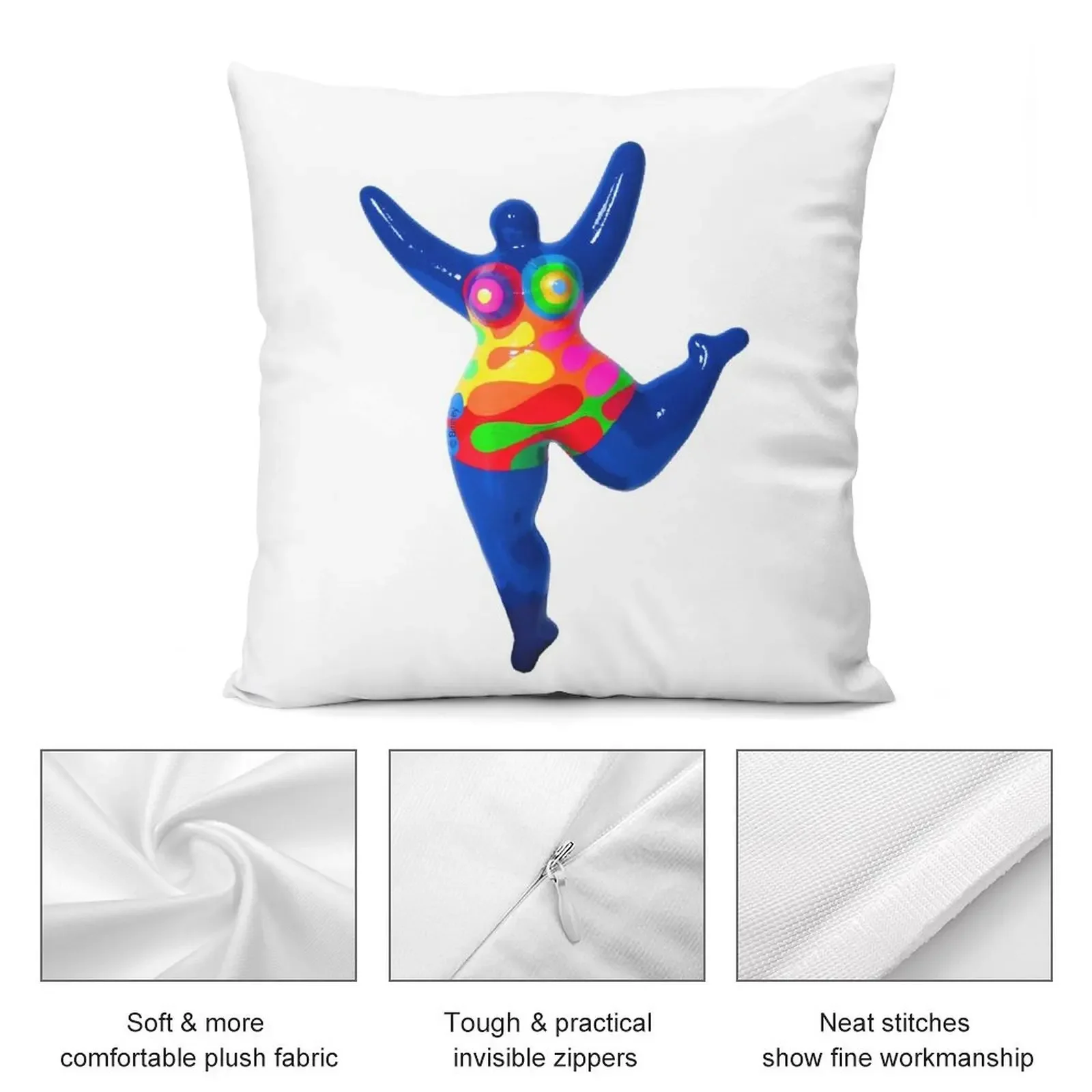 Синяя наволочка Nana Biriney-tribute to Niki de Saint Phalle декоративные подушки для кровати