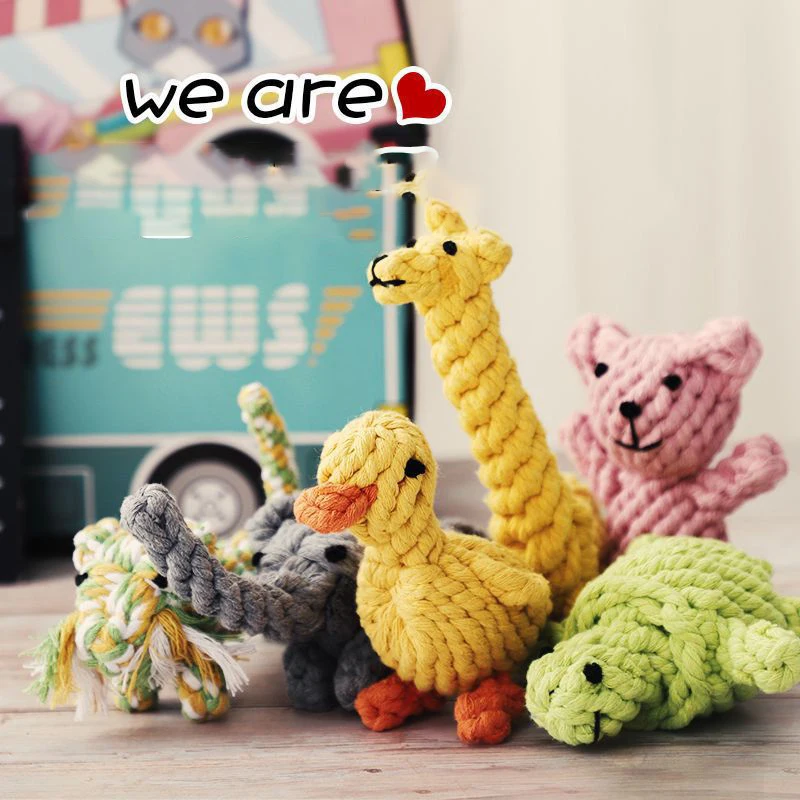 

3pc Pet Dog Toys Cartoon Animal Dog Chew Toys Durable Braided Bite Resistant Puppy Molar Cleaning Teeth Cotton Rope Toy