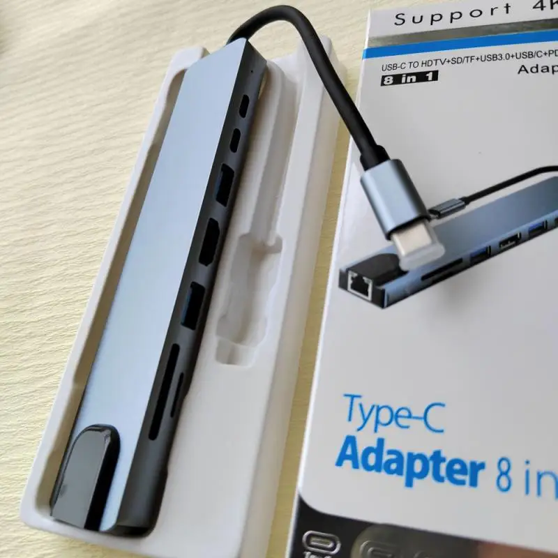 

Usb 3.0 Rj45 Usb 2.0 Usb-c Hub 8 Ports Docking Station Usb C Adapter 8 Port Docking Station Data Transfer For Laptop For Macbook