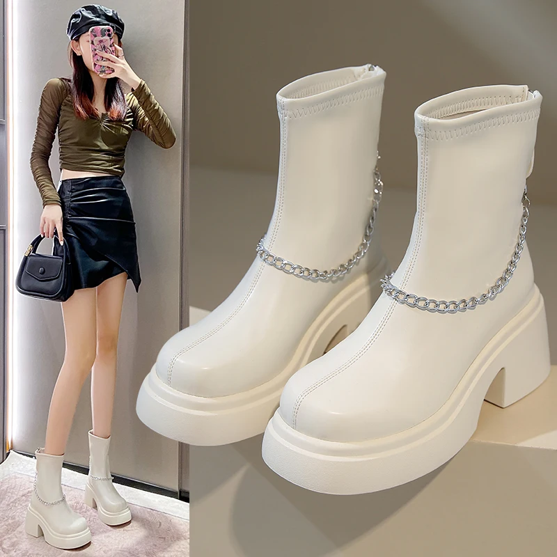 Модные женские ботинки 2024 Осенние однотонные модные теплые короткие с