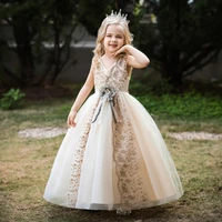 child elegant girls lace dress birthday long luxury party gowns size 6 to 15 years kids communion costume white evening dresses