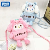 sanrio 18cm plush bags kawaii high qualit kuromi mymelody cinnamorol toys girls anime cartoon crossbody gifts for kids children