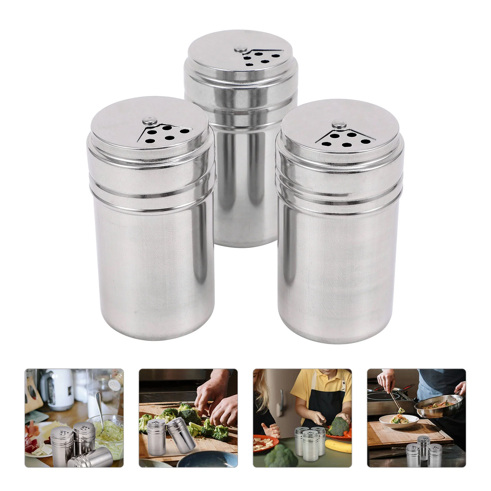 

Jar Seasoning Multipurpose Bbq Organizer Toothpick Stainless Steel Storage Containers Cruet Storing Salt