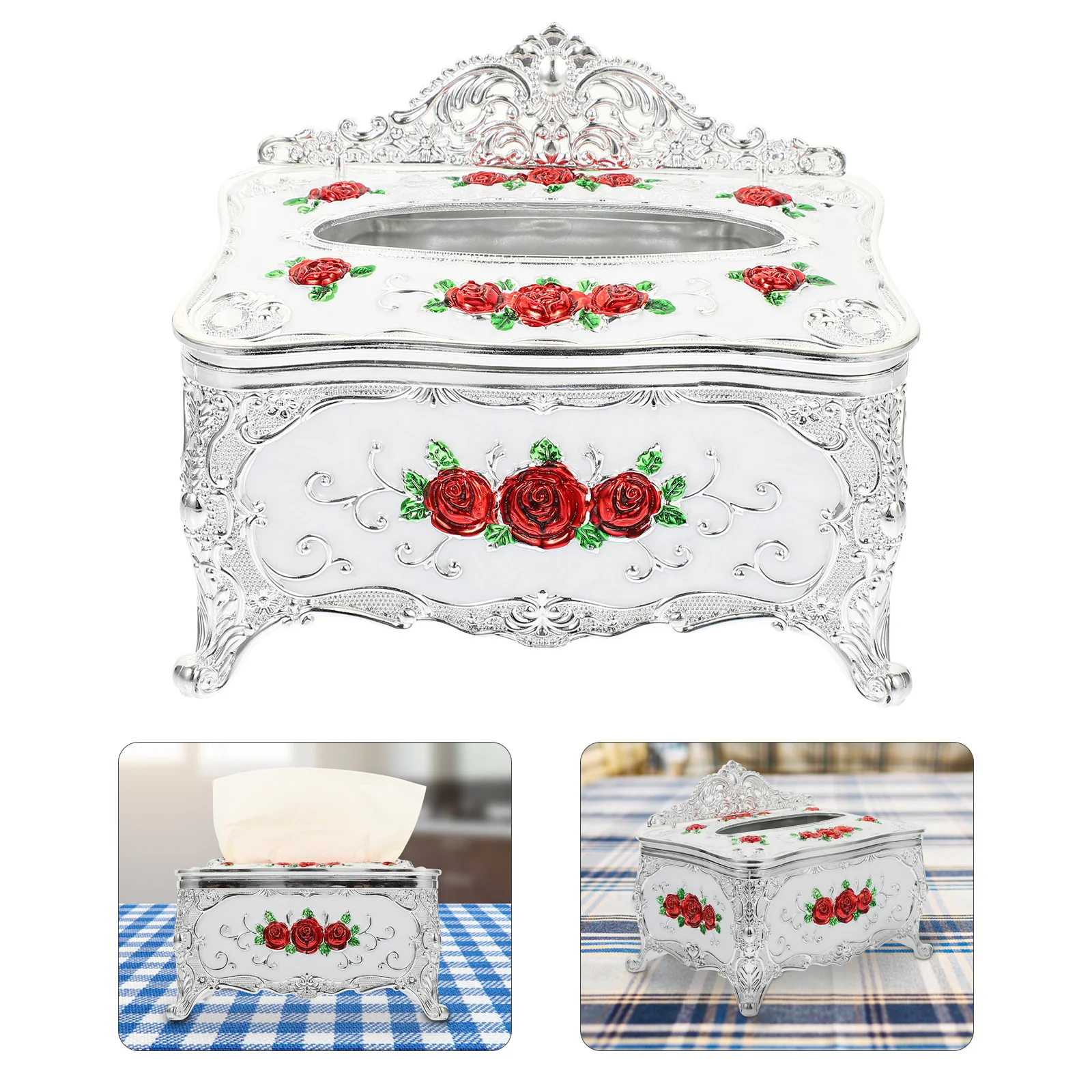 

Tissue Box Holder Napkin Paper Dispenser Facial Storage European Towel Container Case Organizer Tabletop Toilet Decorative Cover