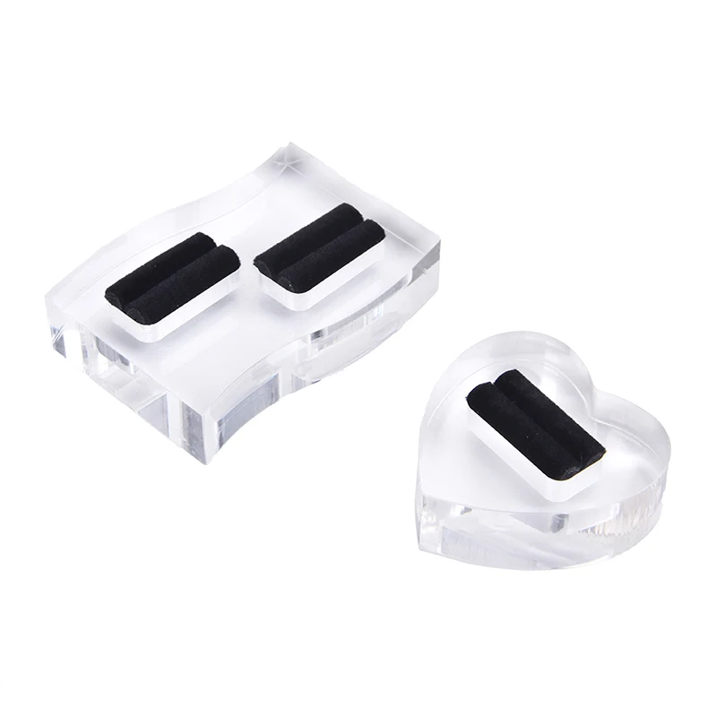 

1/2 Grid Acrylic Ring Display Stand Clear Heart Shape Holder Storage Organizer Jewellery Helf Rack Jewelry Accessories